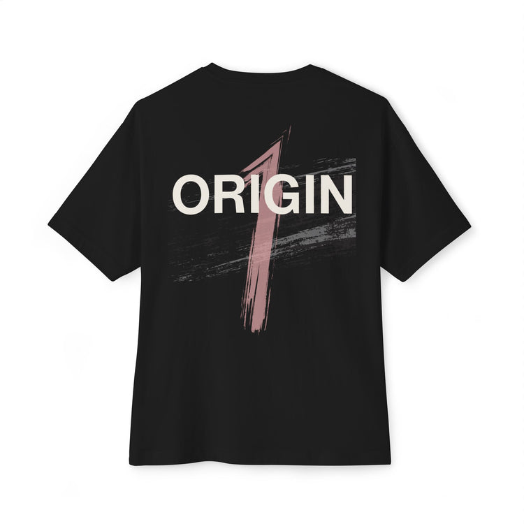 Origin 1 Oversized Tee — Minimalist Back Graphic Boxy T‑Shirt