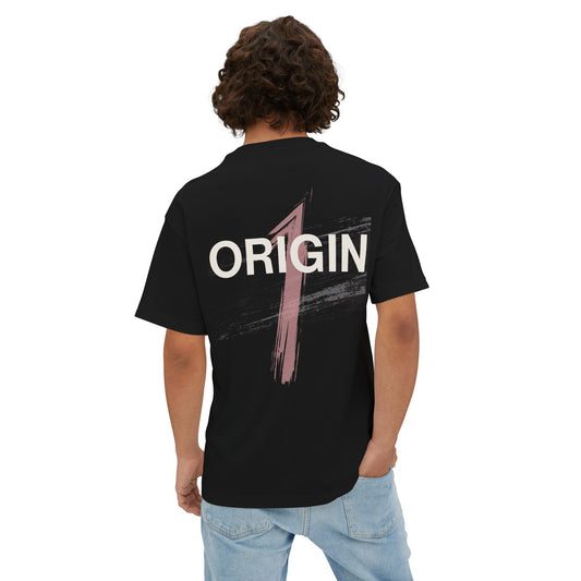 Origin 1 Oversized Tee — Minimalist Back Graphic Boxy T‑Shirt