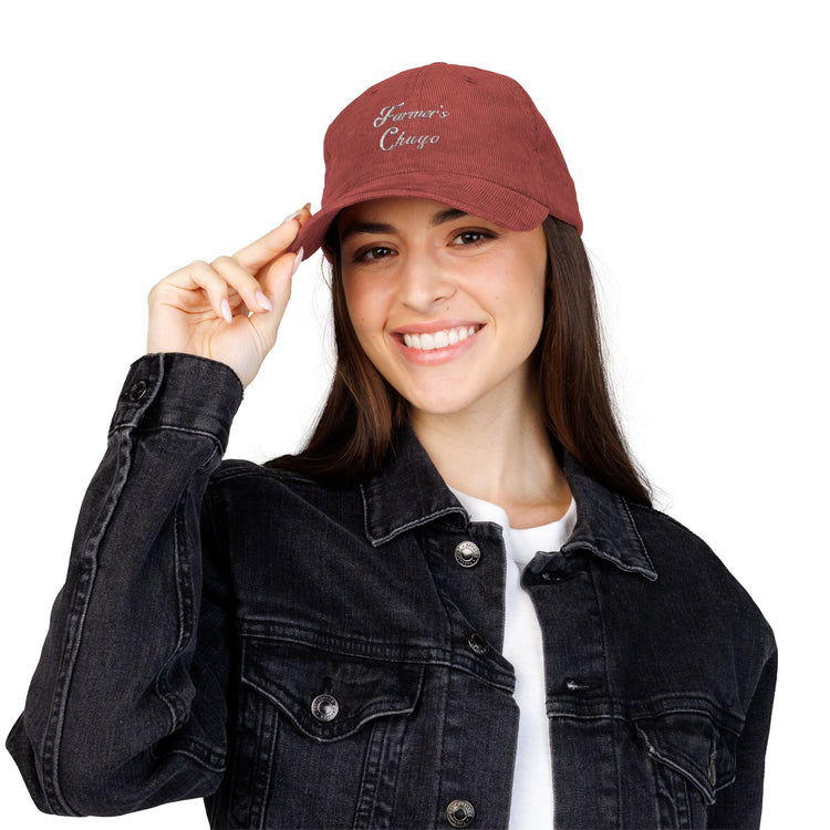 Embroidered Farmer's Chuyo Rust Corduroy Cap